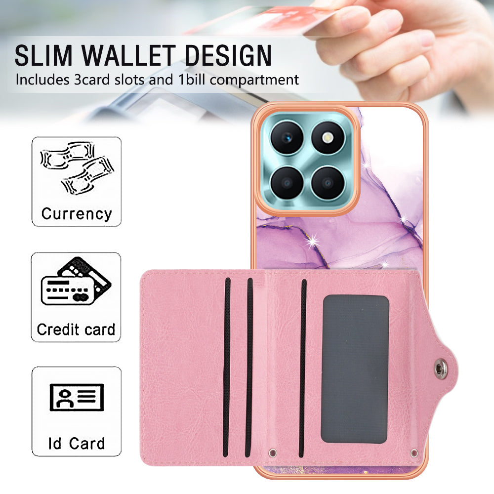 YB Leather Coating Series-9 for Honor X6a 4G Case IMD Kickstand Phone Back Cover with Card Slots YB Leather Coating Series-9 for Honor X6a 4G Case IMD Kickstand Phone Back Cover with Card Slots
